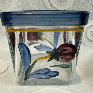 Lenox Blue Poppy Painted Floral Glass votive